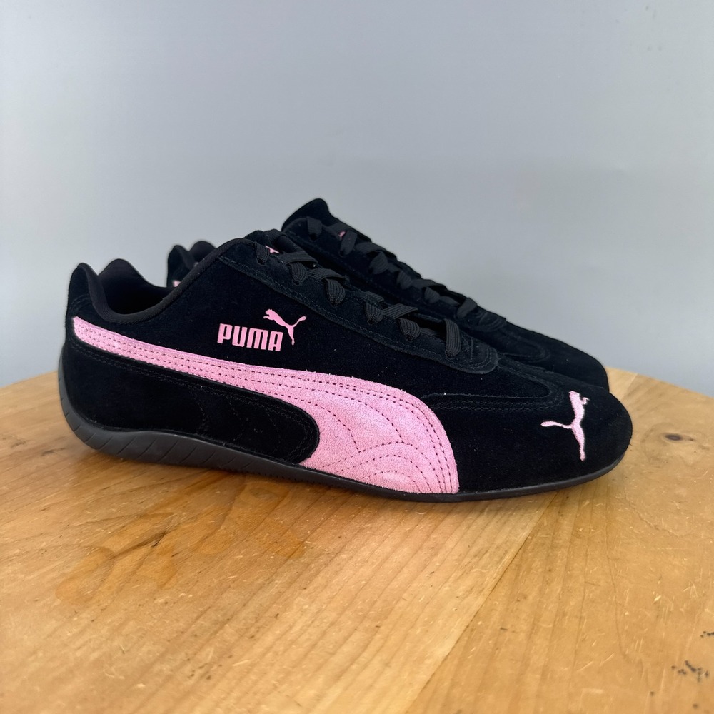 Puma Speedcat OG Premium Womens Size 8 Shoes Suede Black Pink Sneakers NEW